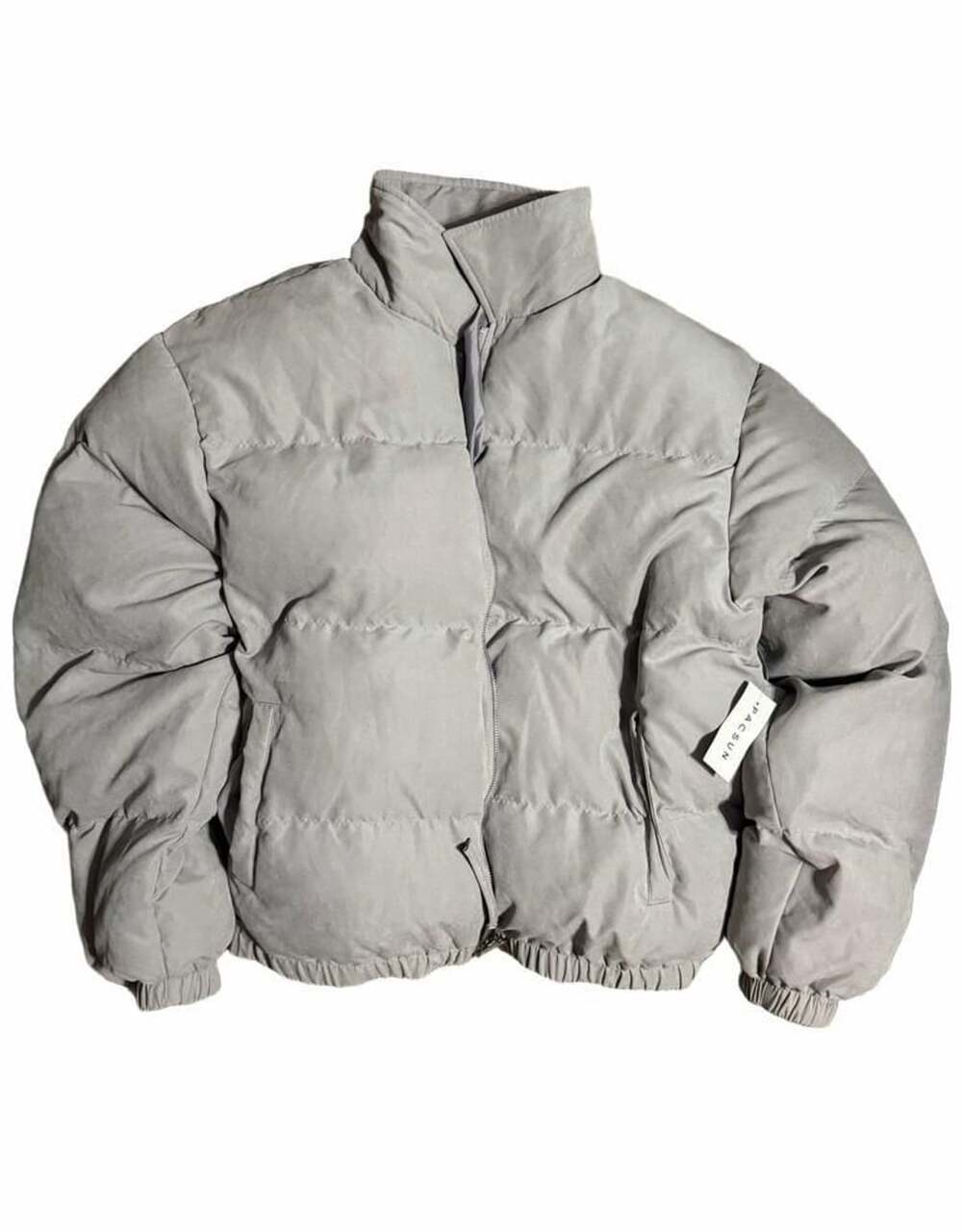 NWT Pacsun Puffer Jacket Size L Gray Quilted Winter Coat